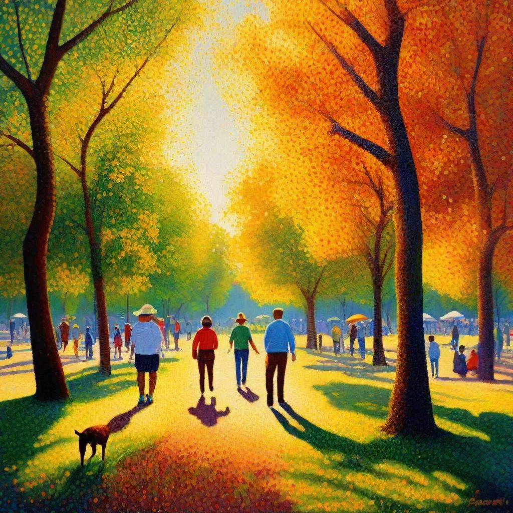 Park Scene in Pointillist Style