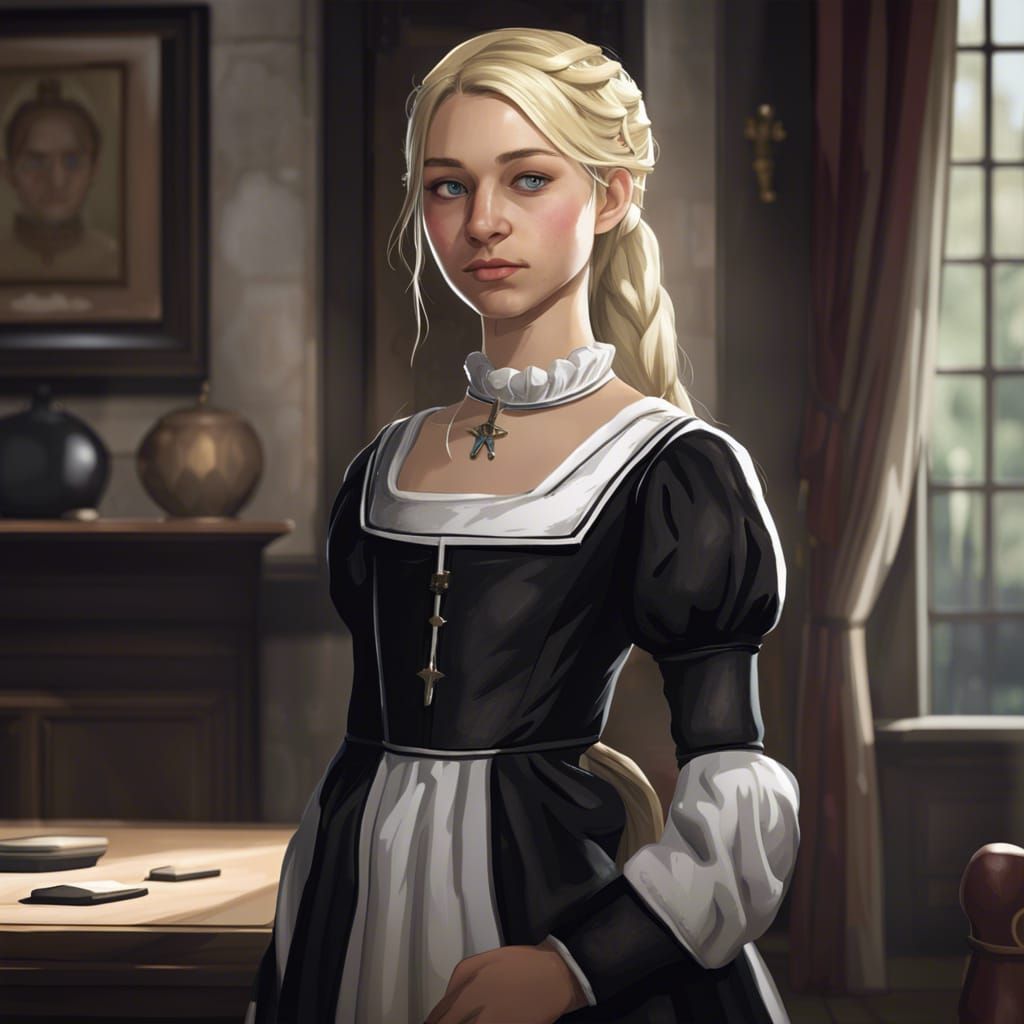 Medieval Maid Portrait in Art Nouveau Style