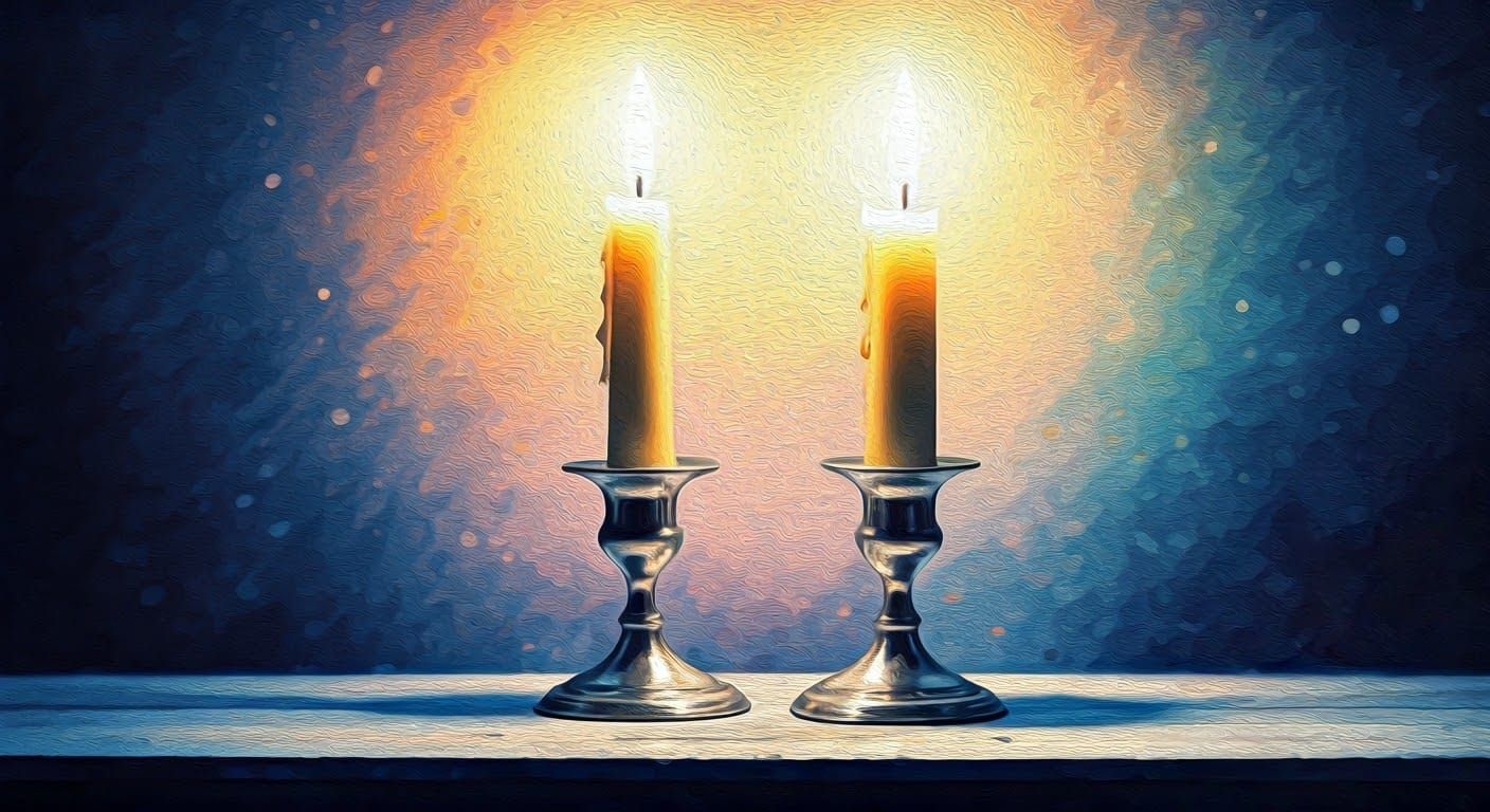 Candlesticks in Oil Paint With Pastel Colors