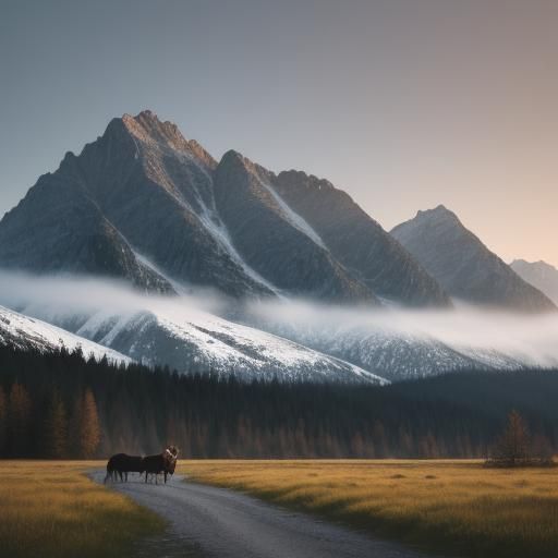 Horses on Winding Road to Morskie Oko