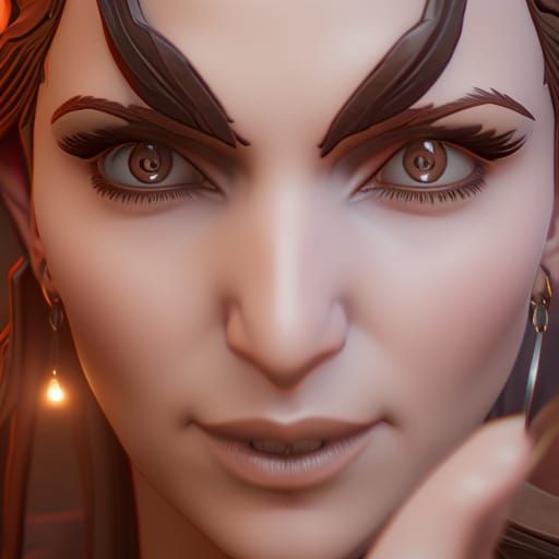 Fair-Skinned Witch Concept Art in Art Nouveau Style