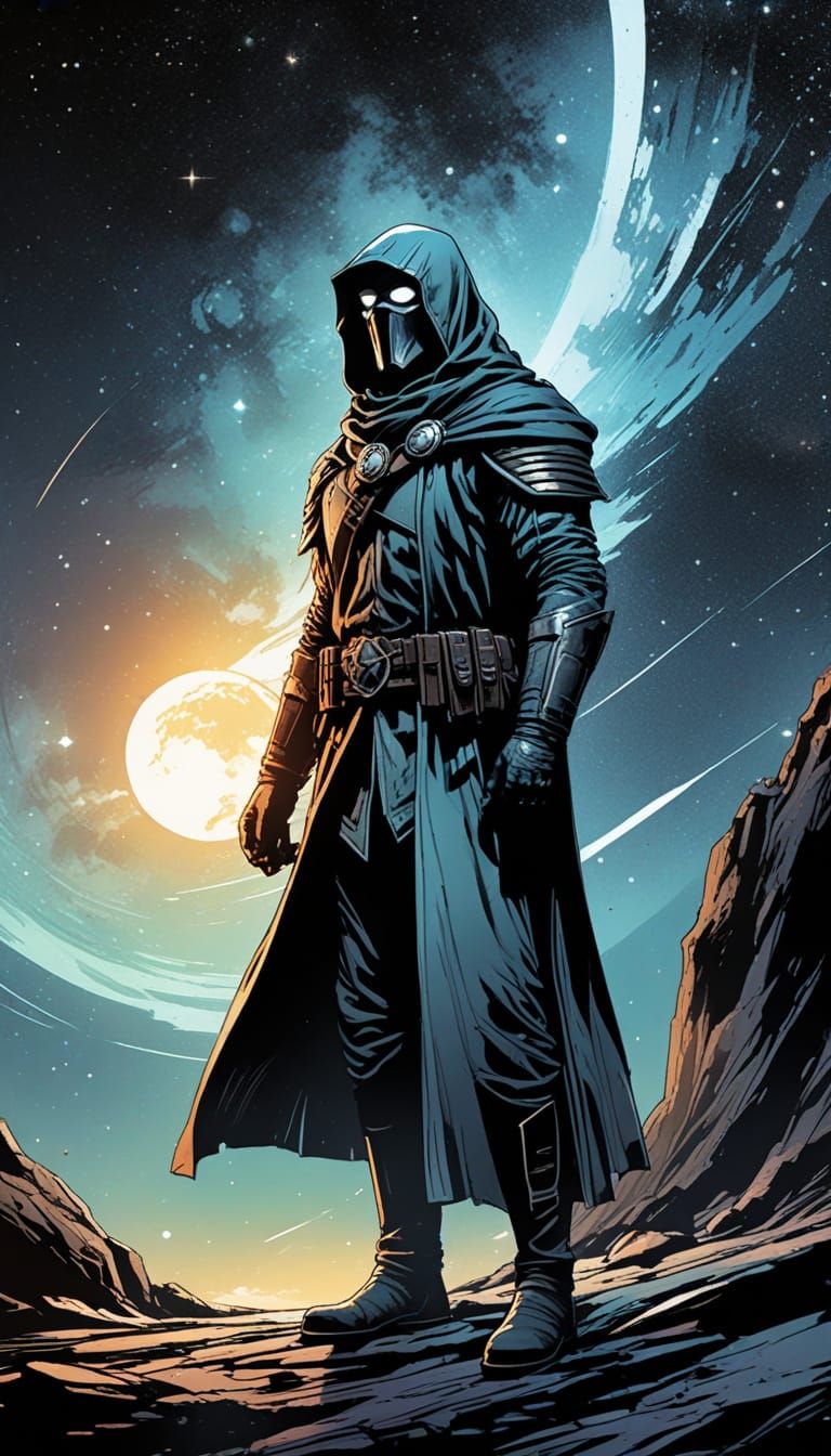 Minimalist Star Revelation Graphic Sketch in Watercolor