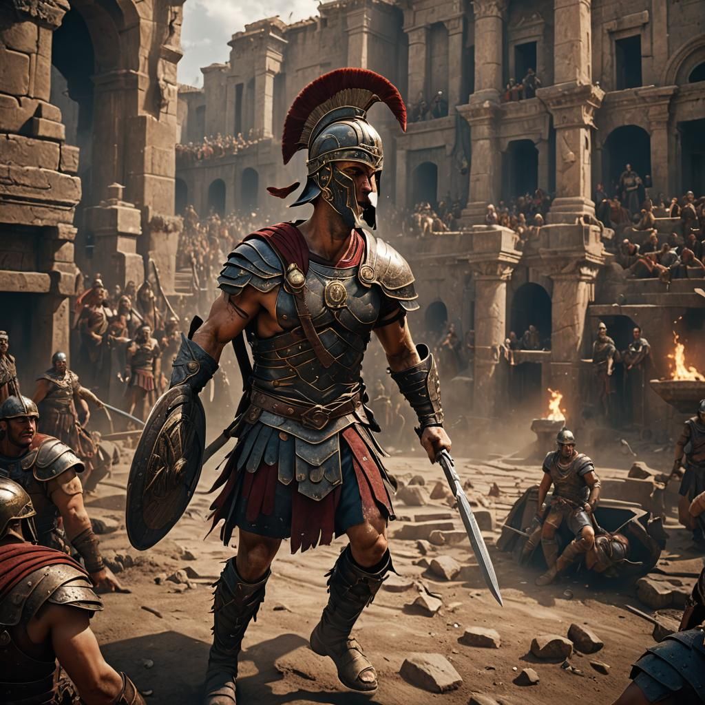 Portrait of Spartacus: Detailed Matte Painting in 8k