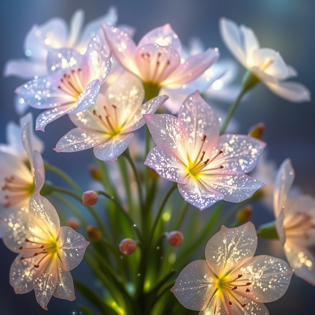 Luminescent Flowers Bouquet in Impressionistic Style