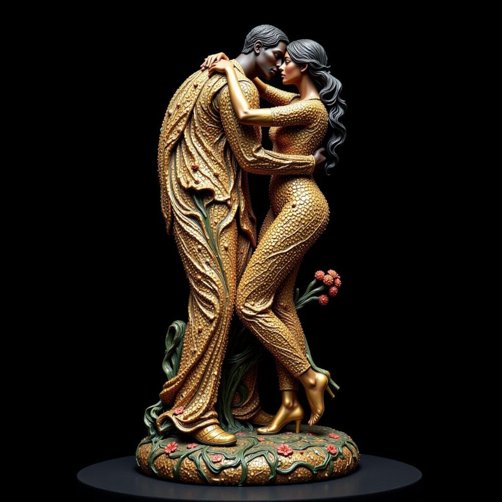 Pinny pin waxy van gogh Sculpture of a couple embracing, ins...