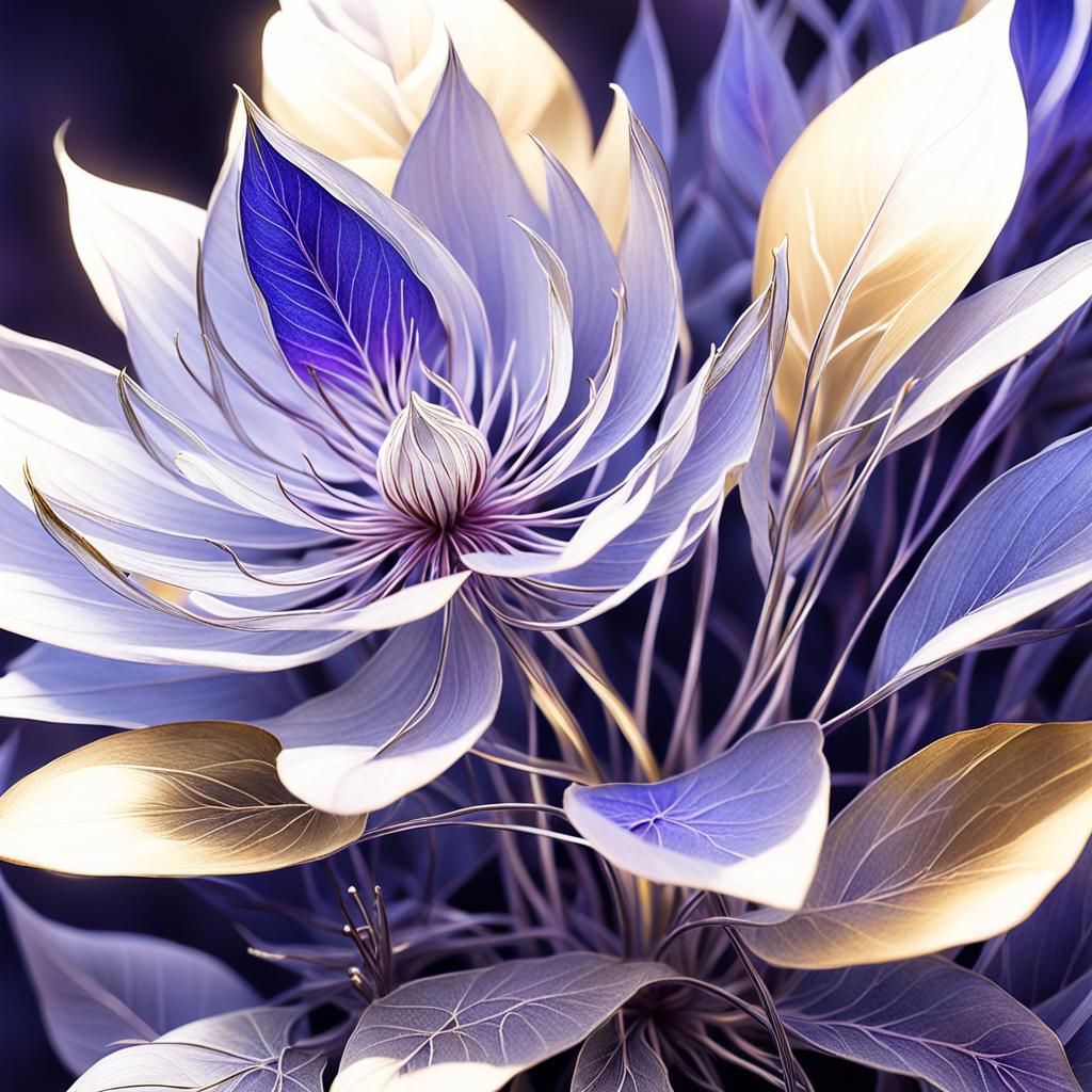 Ethereal Plant with Luminescent Seeds in Synthwave Style