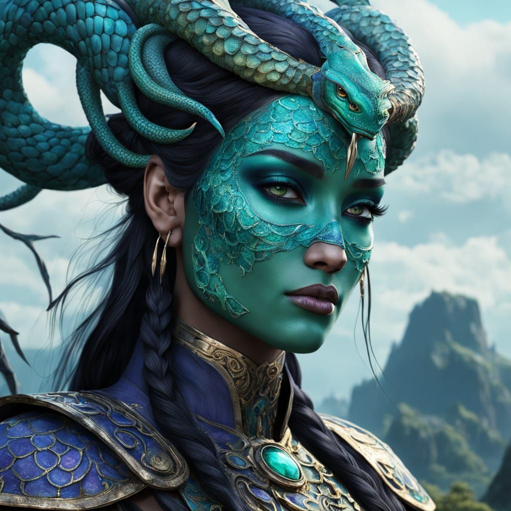 Mystical Maiden Encircled by Serpent