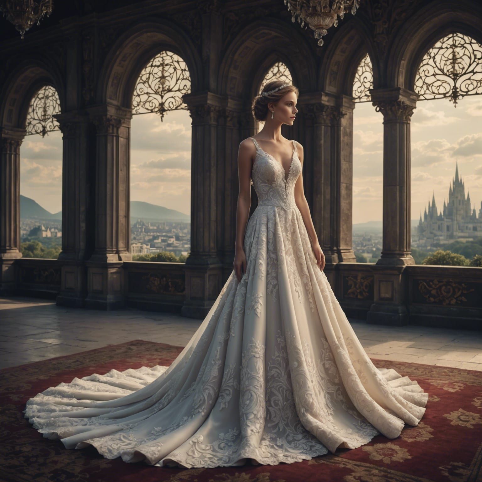 beautiful matte painting of a stunning, majestic, wedding dr...
