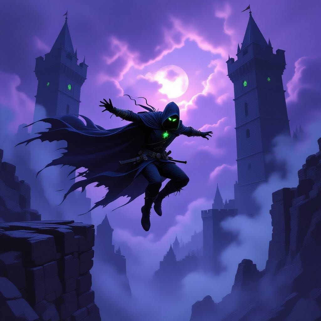 Shadowy Jack of Spades Rogue Leaping Chasm