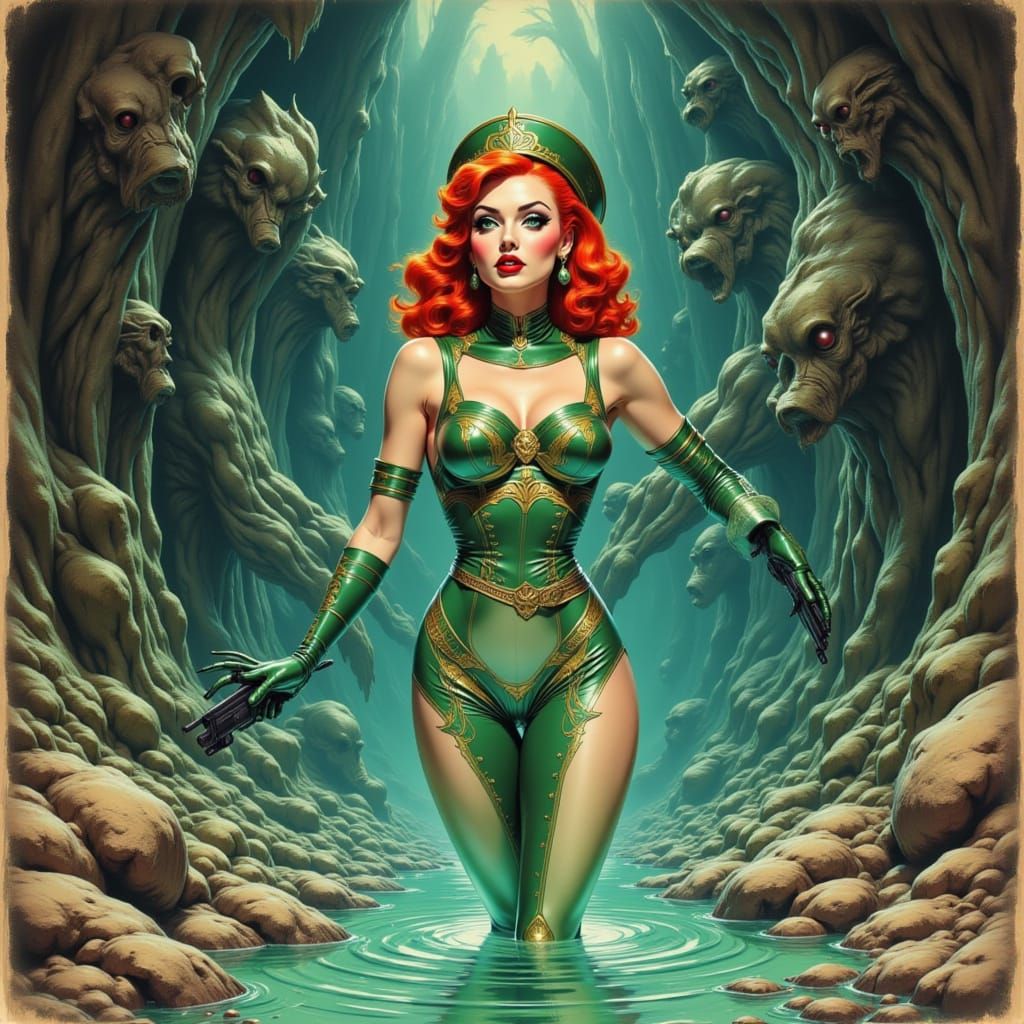 Retro Sci-Fi Goddess Emerges from Canal