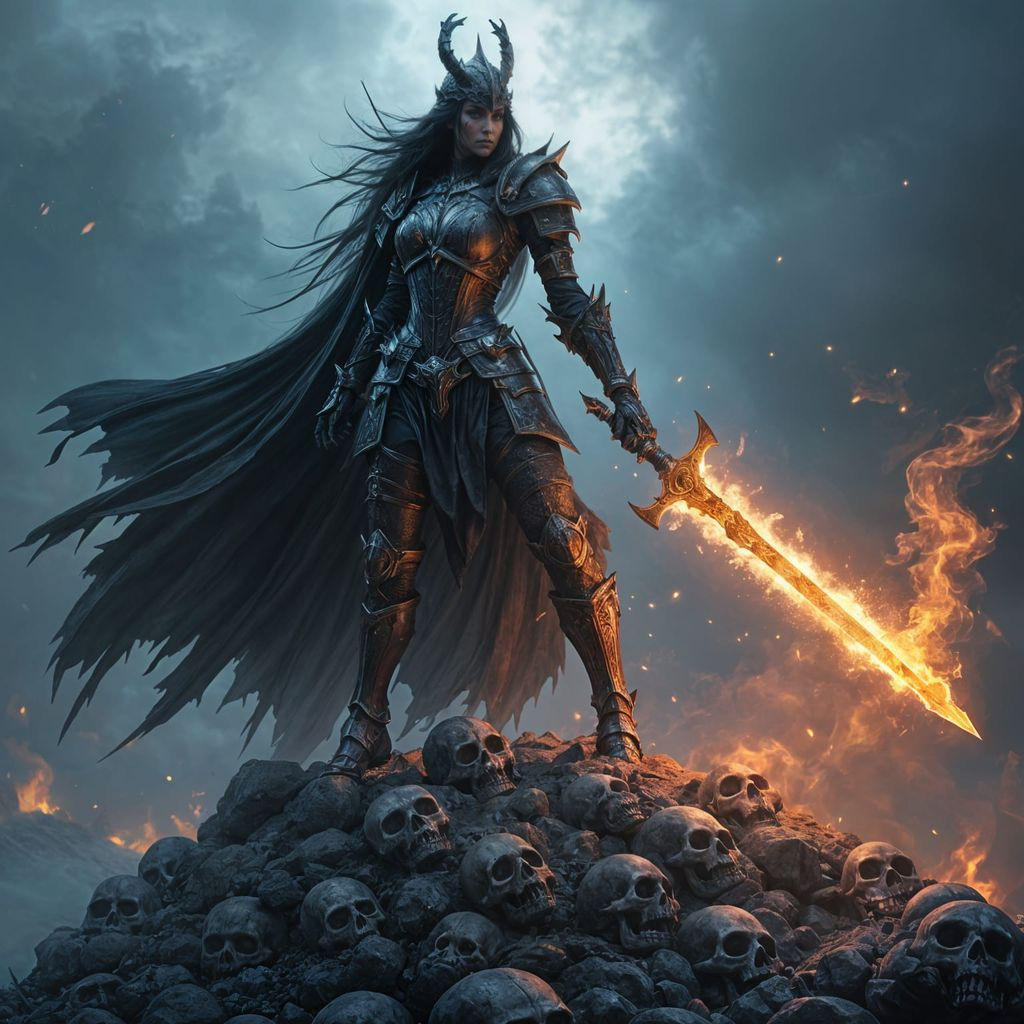 Fearsome Knight on Mountain of Skulls