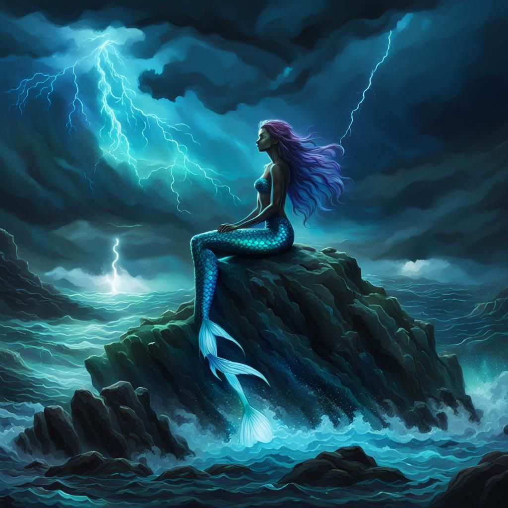 Glowing Mermaid Empresses the Dark Ocean