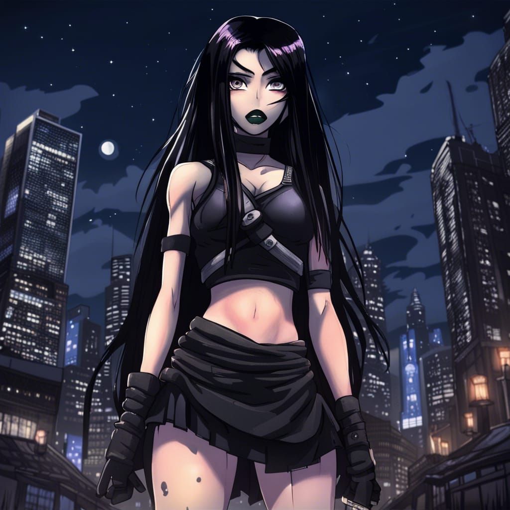 Shinigami as Magical Girl in City Nightscape