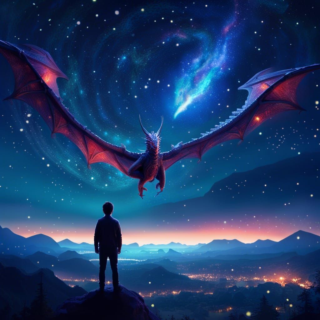 Dragon Flight at Midnight: Fantasy Concept Art