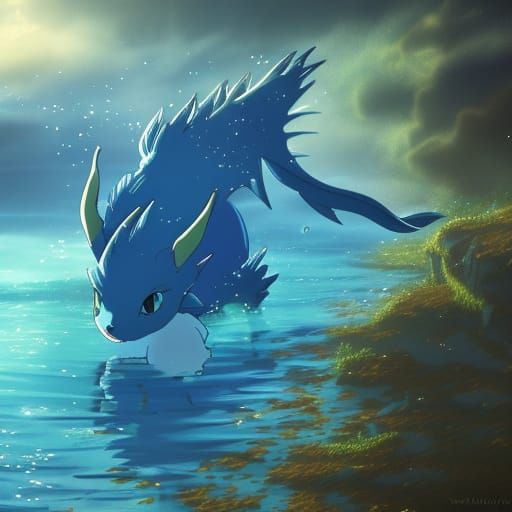Vaporeon in Studio Ghibli Anime Style