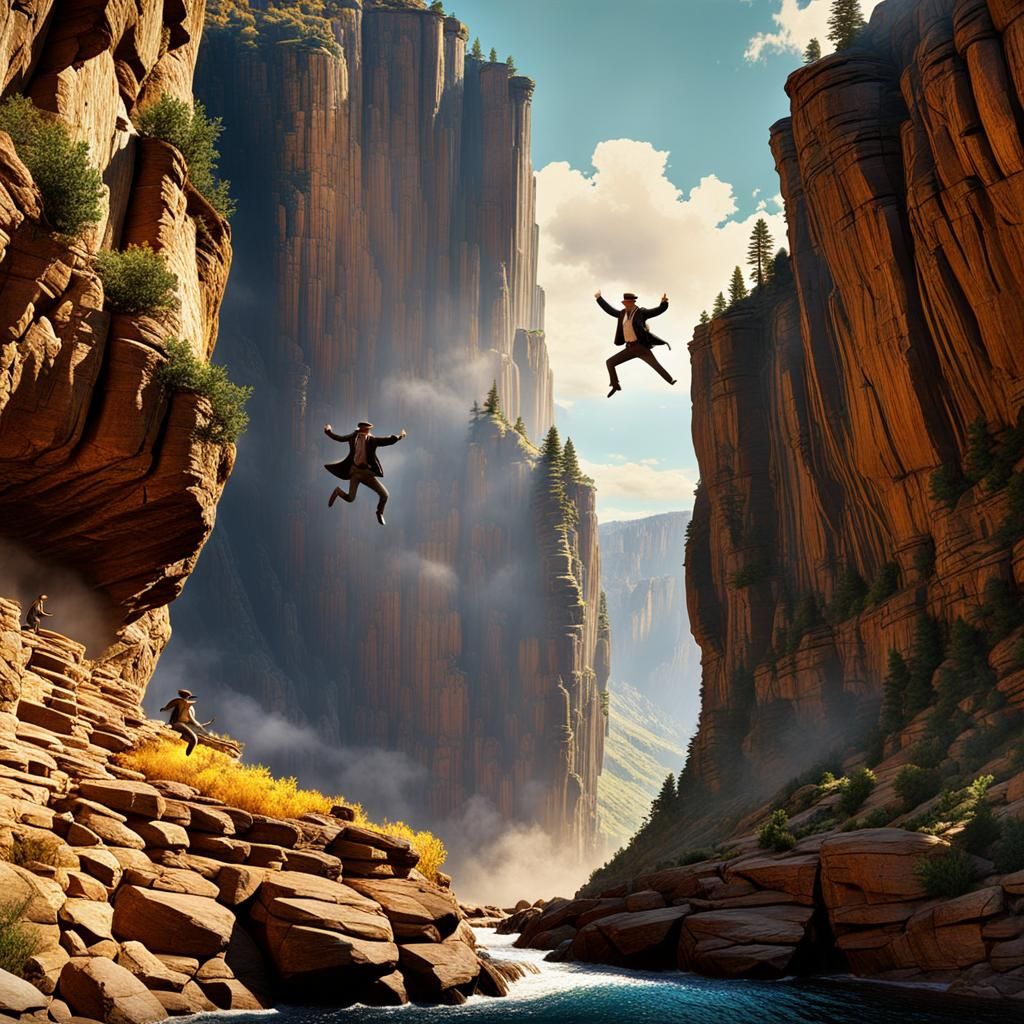 Butch Cassidy's Cliff Jump: Detailed Matte Painting