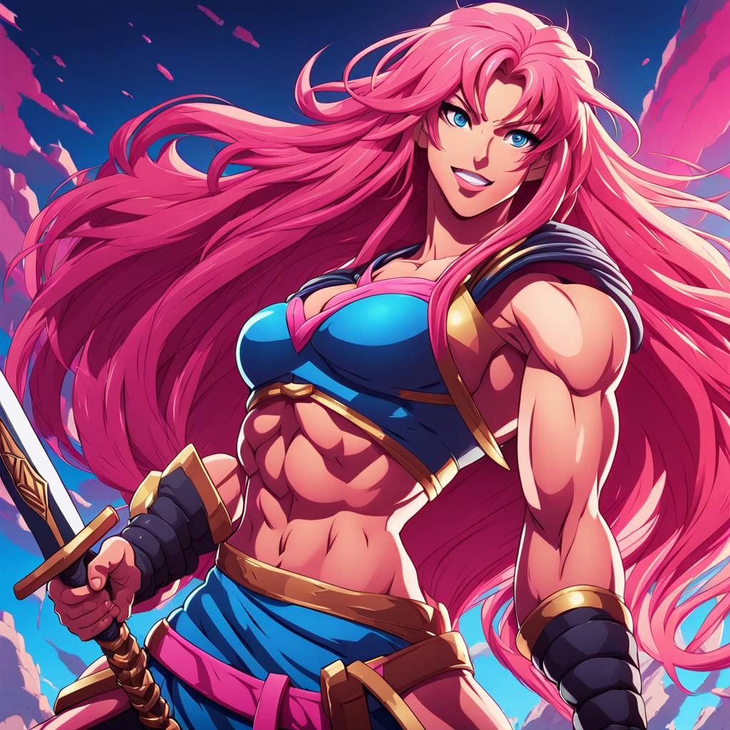 Anime Warrior Woman Illustration in Manga Style