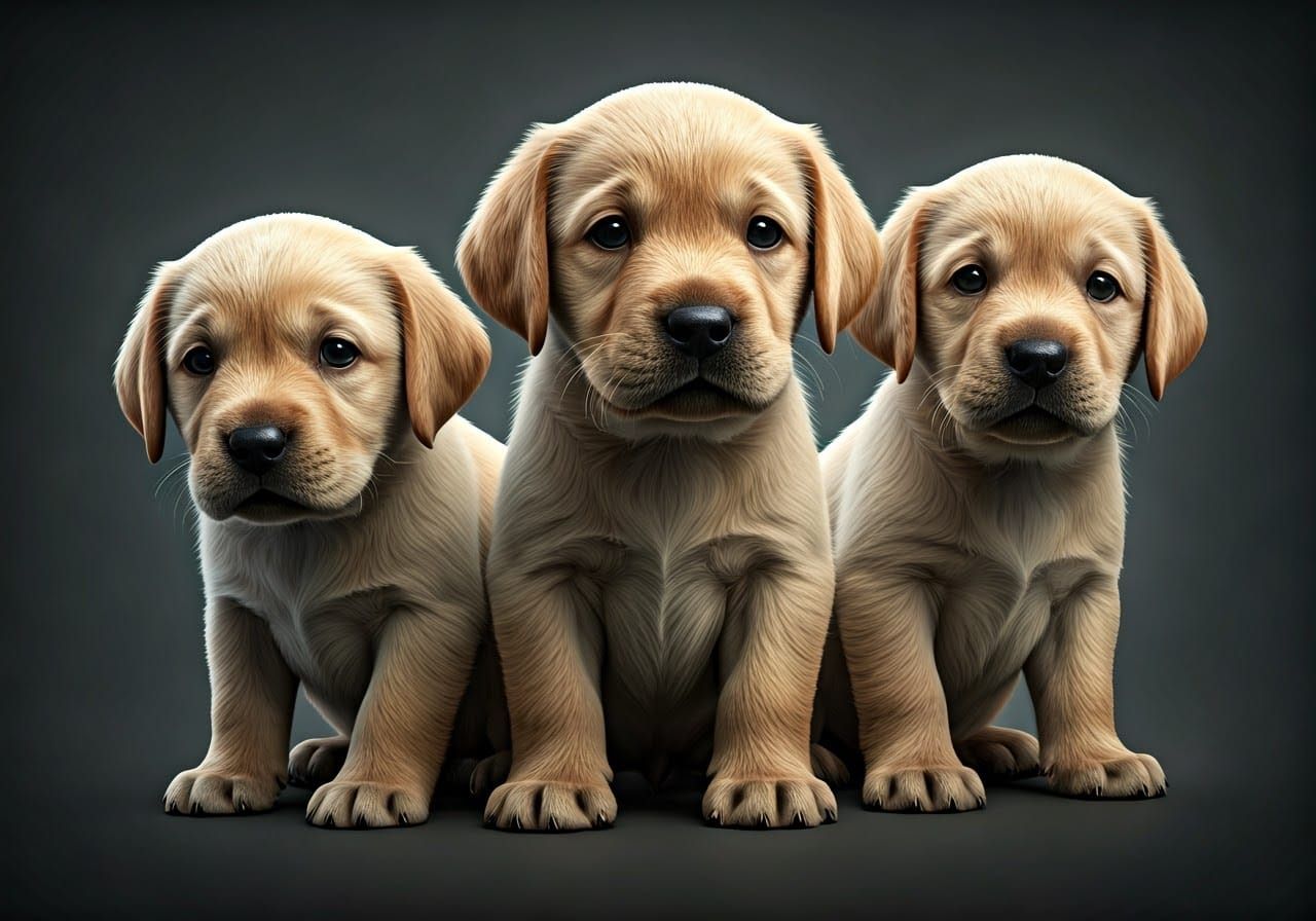 Hyperrealistic Golden Lab Puppies Portrait