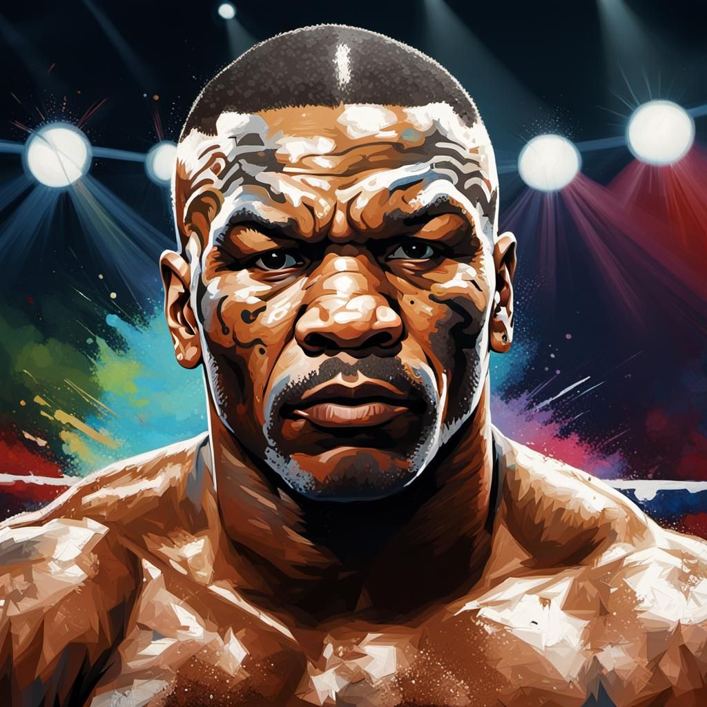 Mike Tyson in the Ring: Hyperrealistic Splash Art