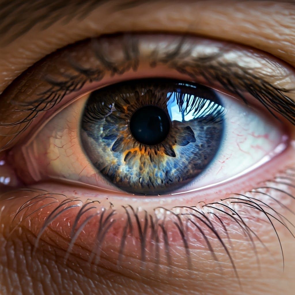 Glassy Red Eye Crying Blue Tears