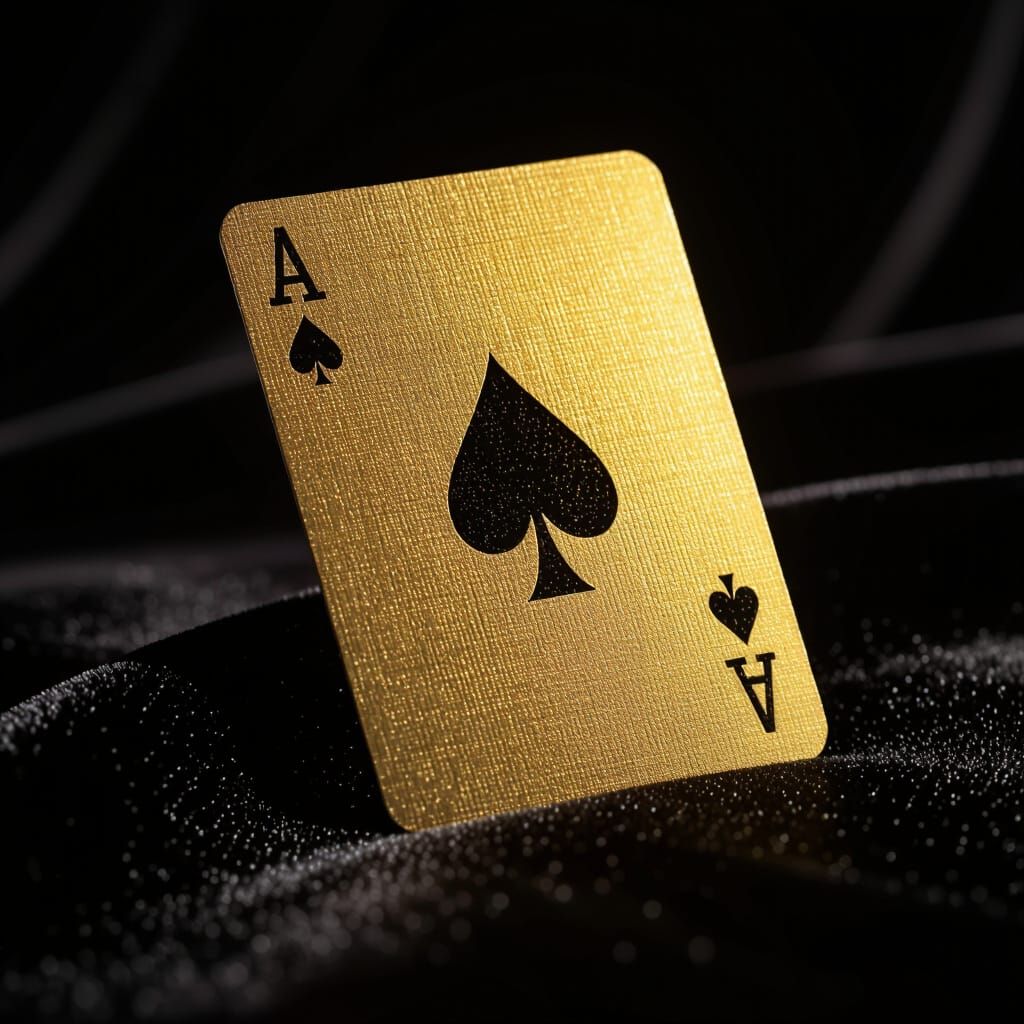 Golden Ace of Spades on Black Velvet