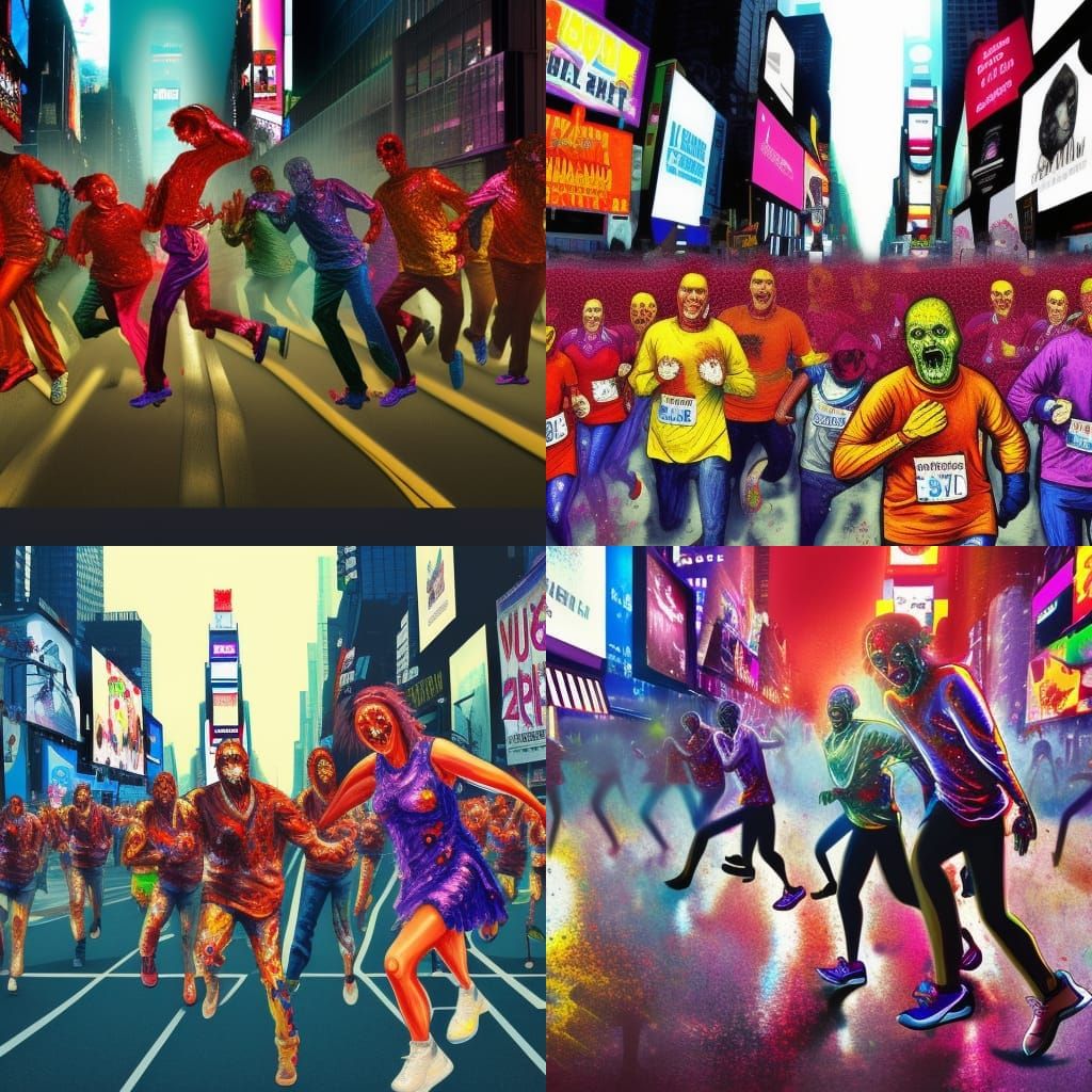 Zombies Disco Marathon in Times Square: Hyperrealistic Art