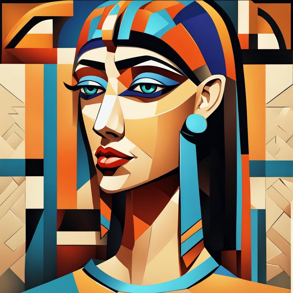 Cleopatra: A Neo-Cubist Art Deco Portrait