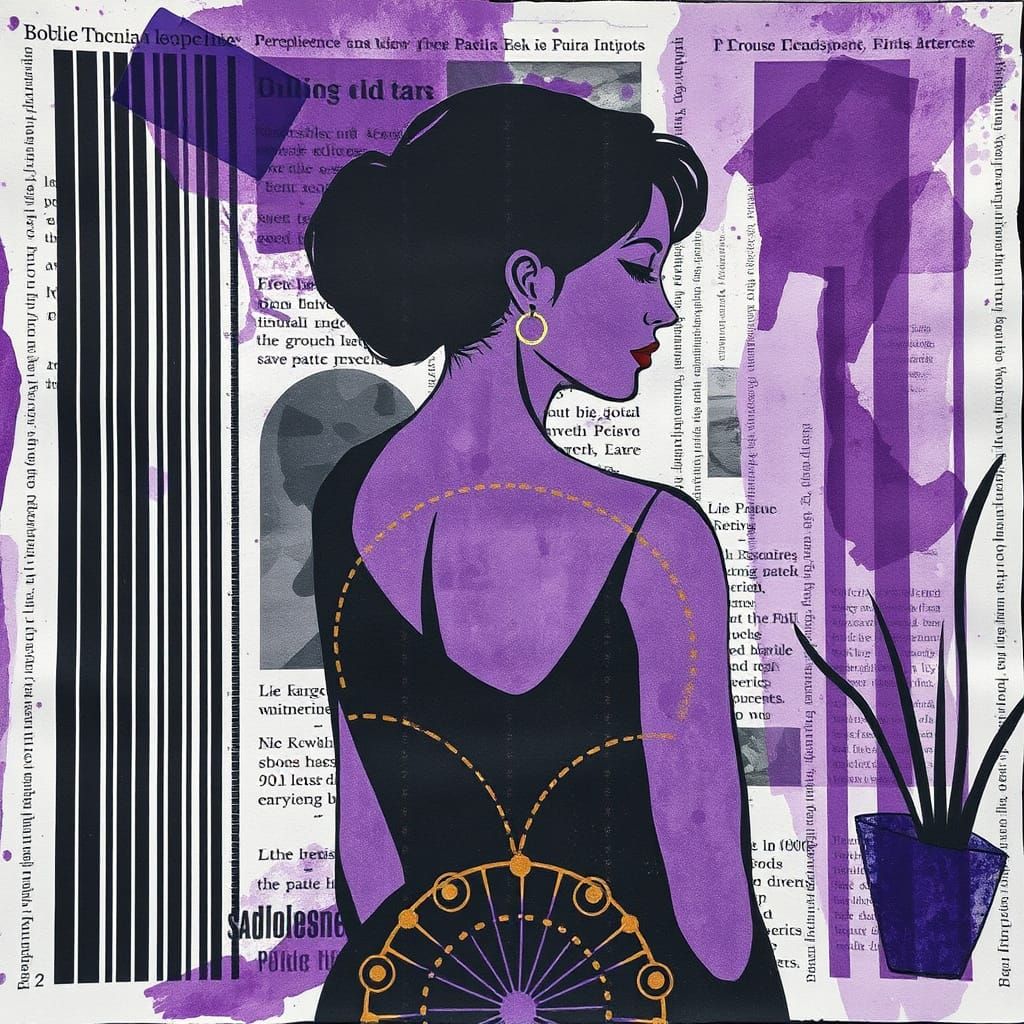 Abstract Constructivist Woman in Moody Dark Colors