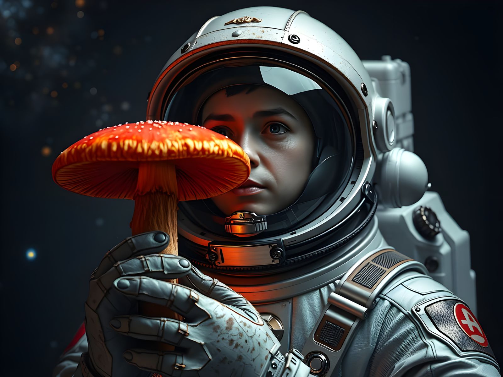 Hyper-Realistic Astronaut in Dark Nanopunk Universe