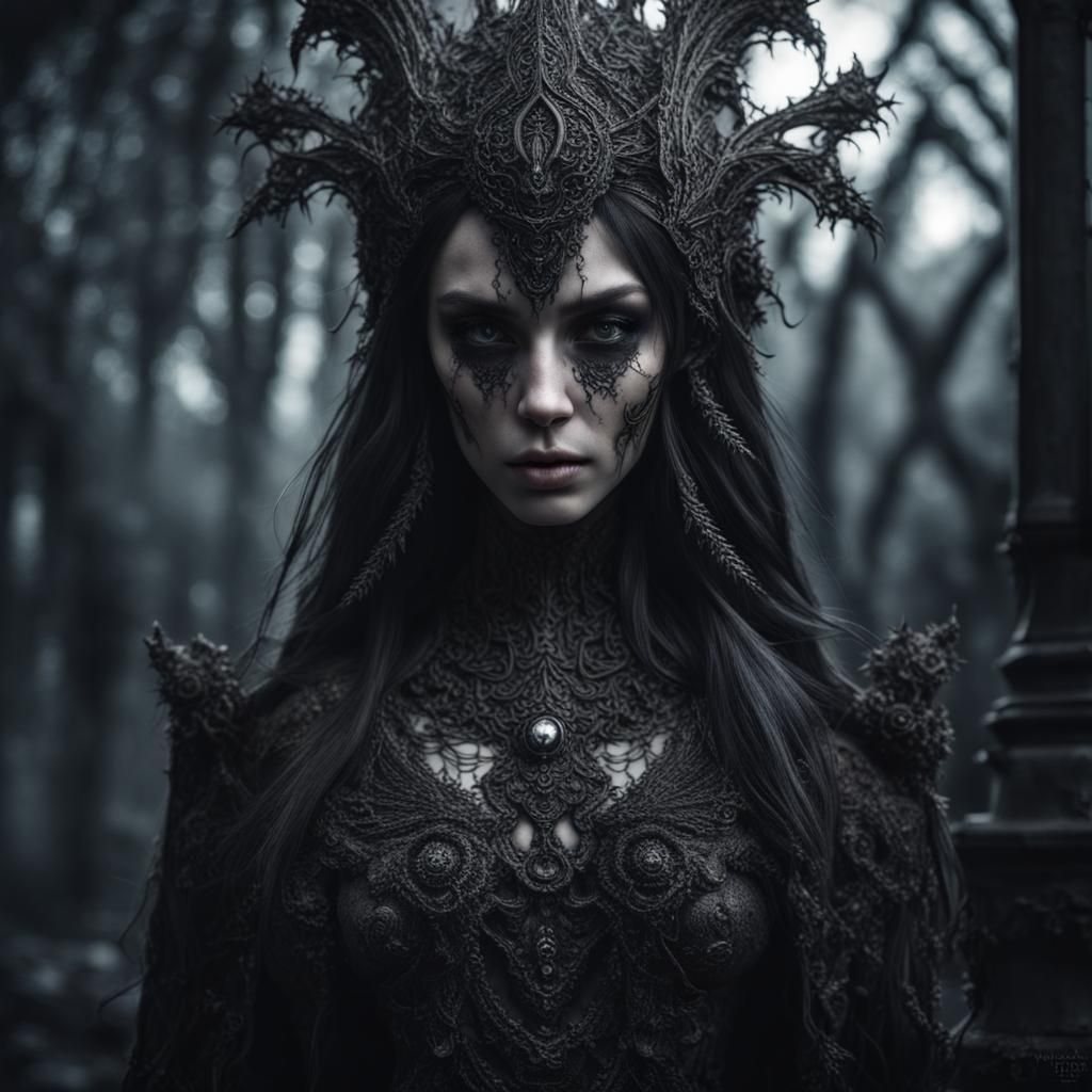 Gothic Elemental Spirit in Hyperrealistic Style