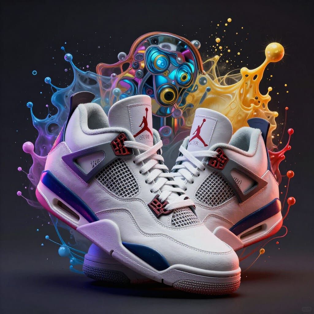 Hyperdetailed Jordan 4 Sneakers in Dynamic Lighting
