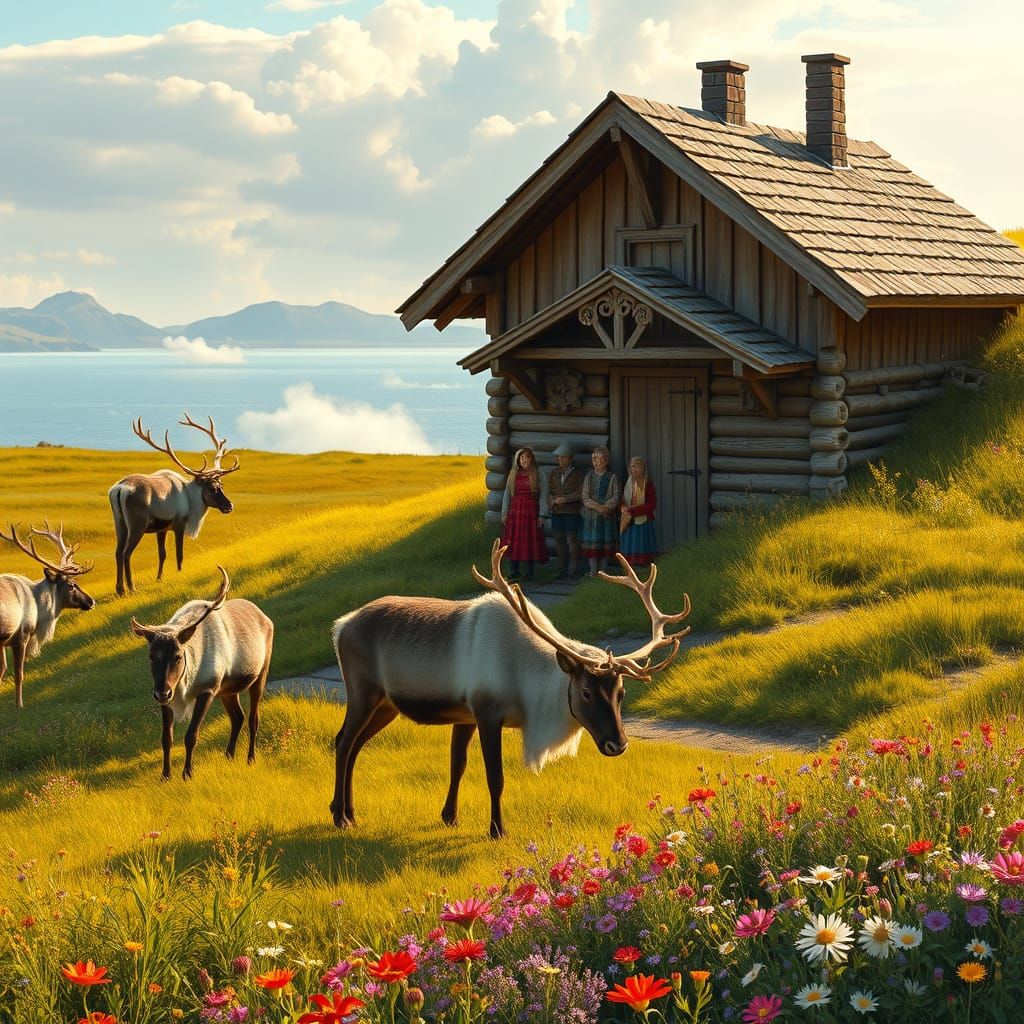 Traditional Sámi Family in Finnish Lapland