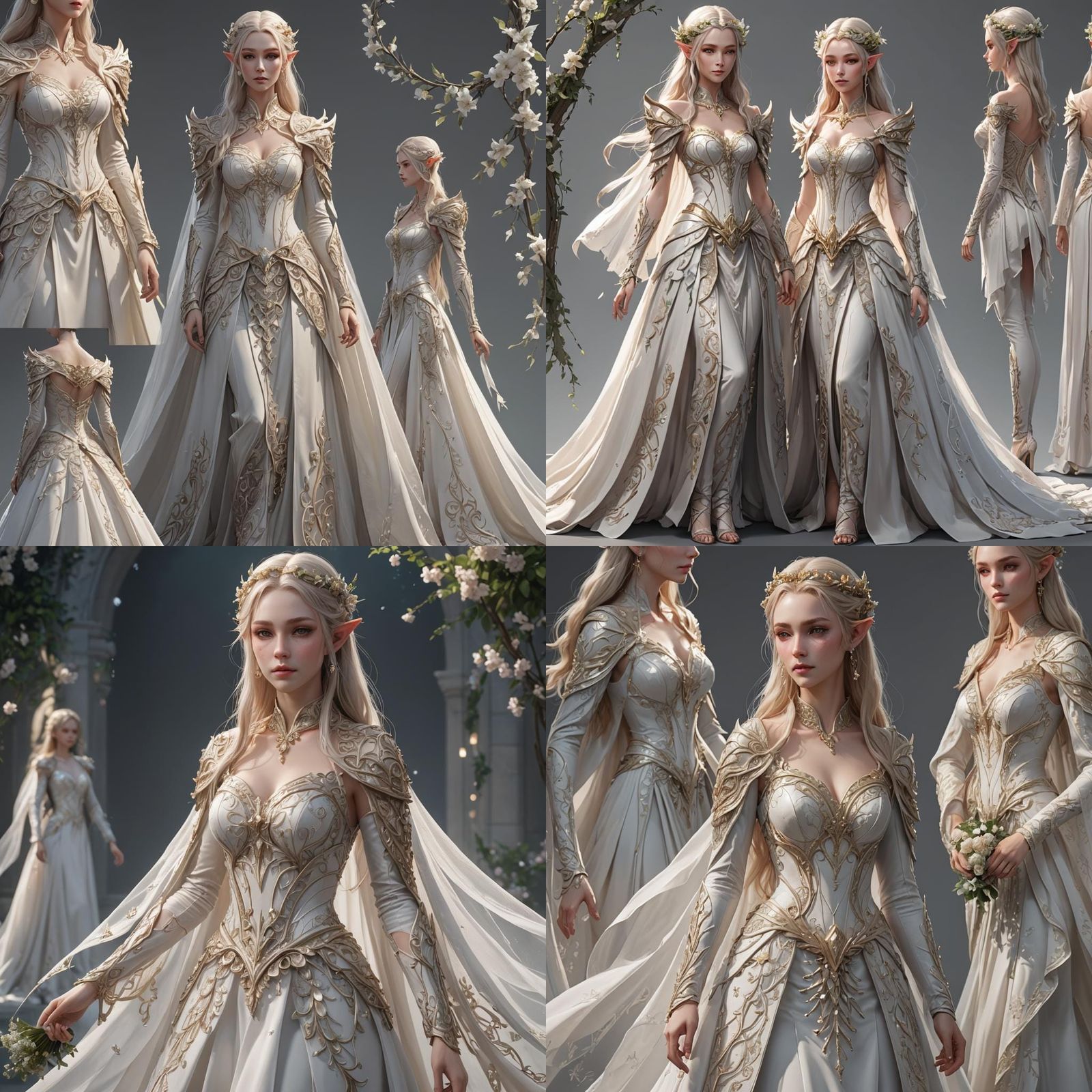 Elven Wedding Dress: 3D Anime Concept Art