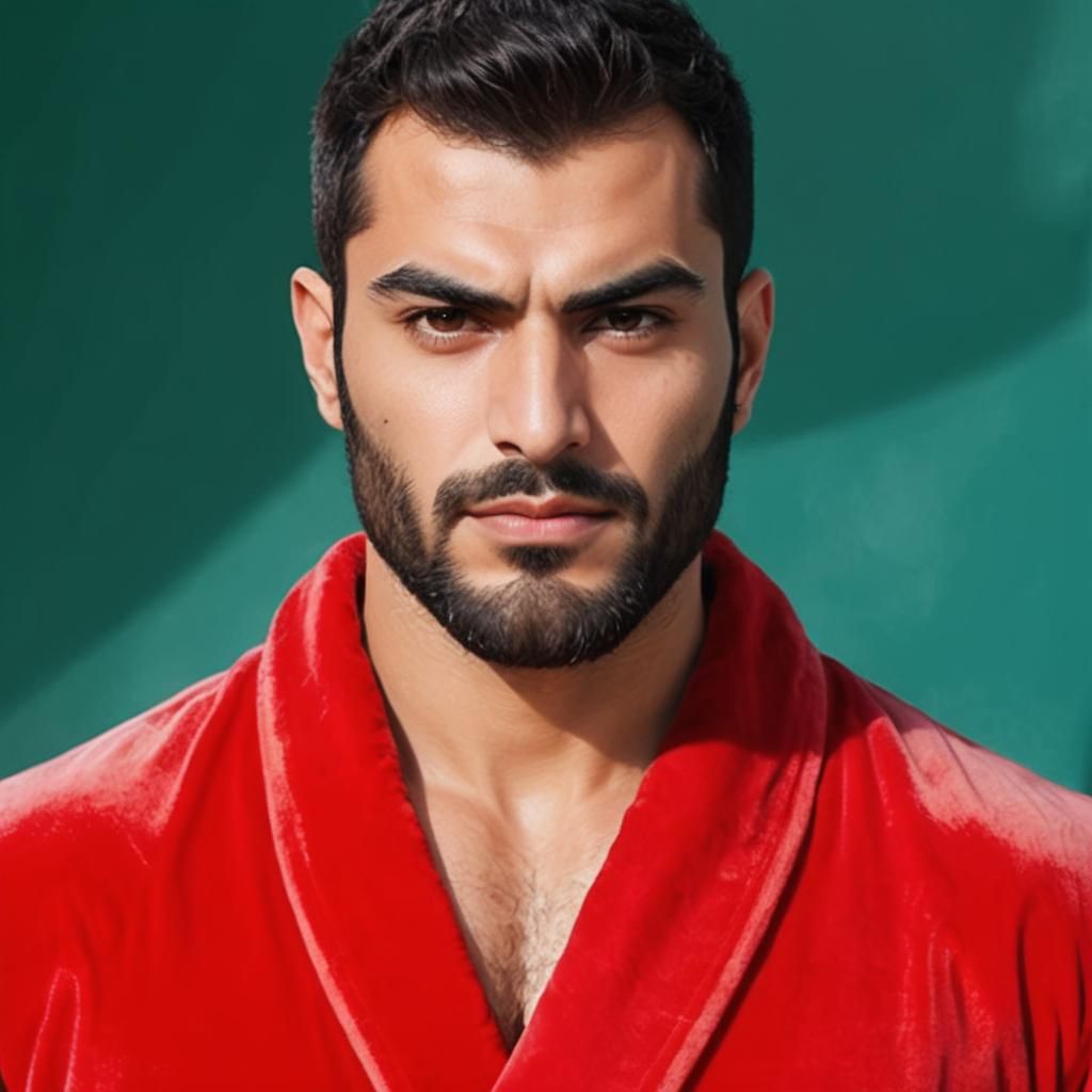 Handsome Man in Red Velvet Robe, Comic Book Art