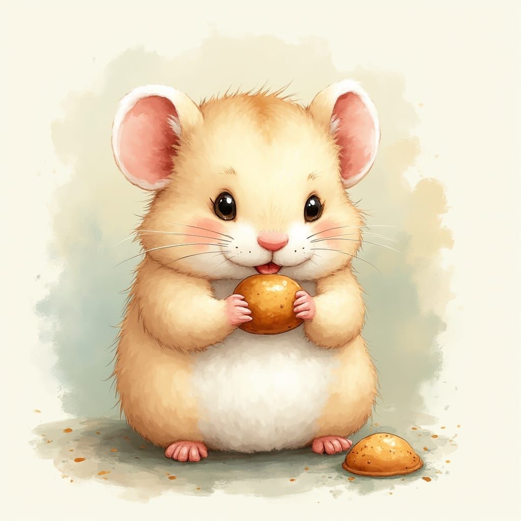 Whimsical Hamster in Soft Pastel Hues