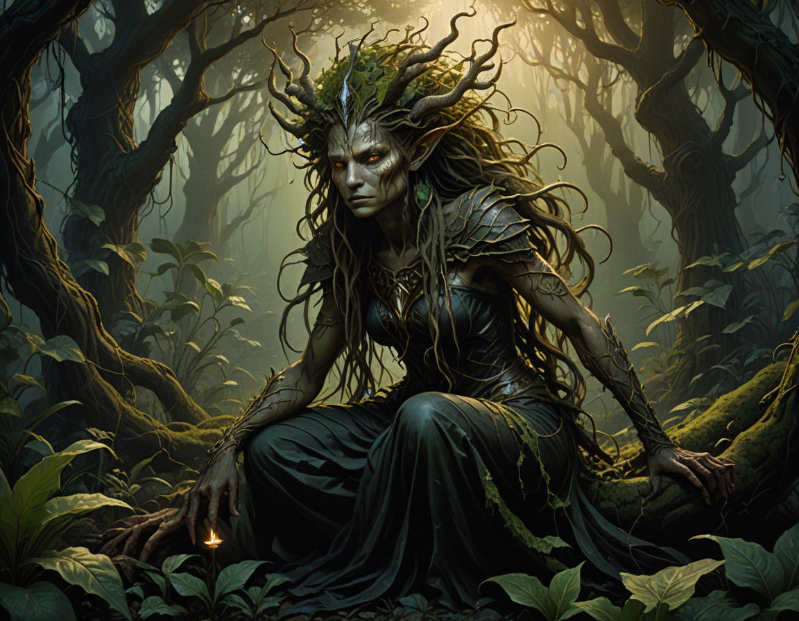 Enchantress of the Earthly Realm in a Lush Fantasy Landscape