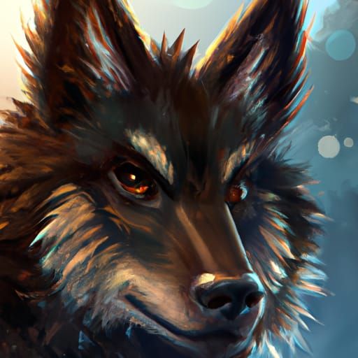 Fluffy Wolf-Deer Portrait in Hyperdetailed Style