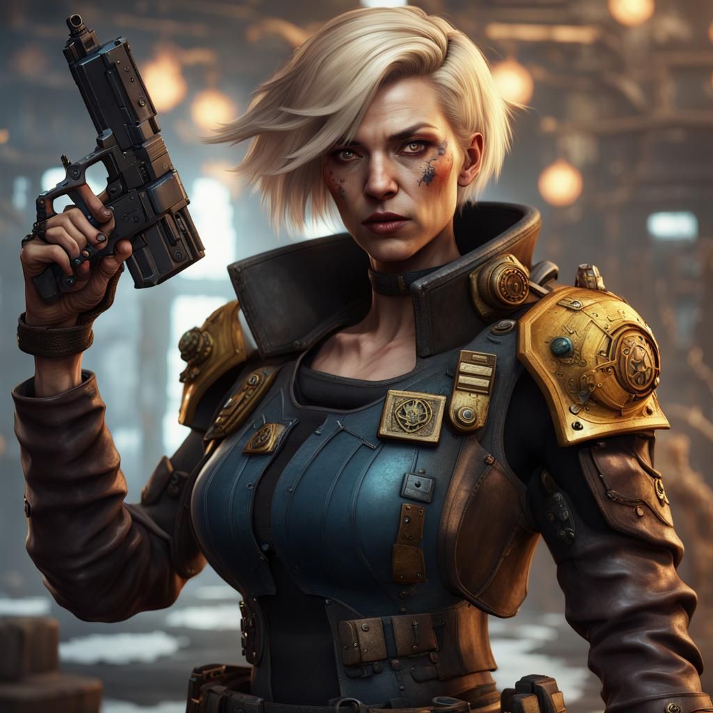 Warhammer 40K Female Rogue Trader with Cybernetics