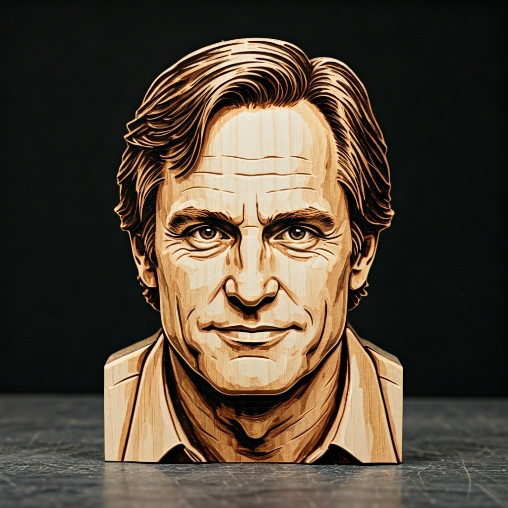 Woody Harrelson Cheers-Era Portrait in Wood Carving
