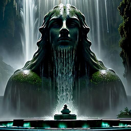 Monumental Head Fountain: Epic Digital Matte Painting