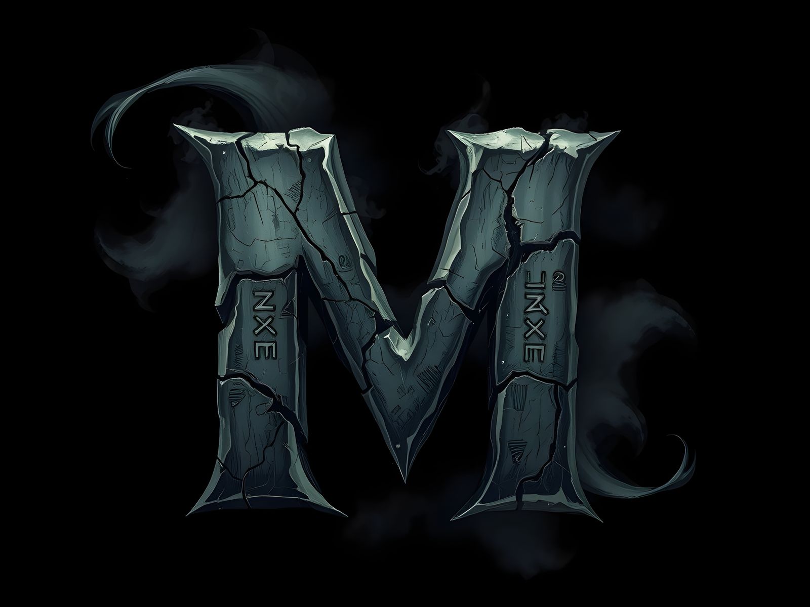 Dark, Mysterious 'M' Illustration with Eerie Feel