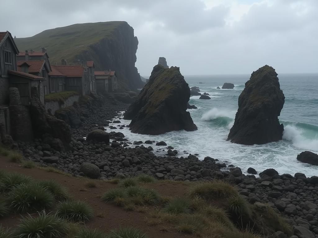 Idyllic Coastal Village in 19th Century Style