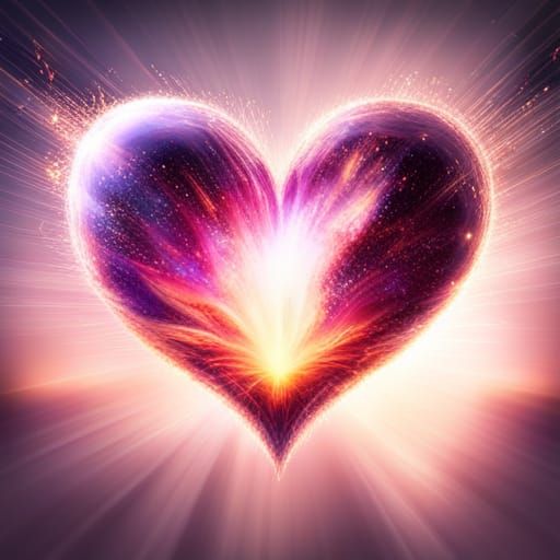 Glowing Heart with Glittering Light and Sparkles