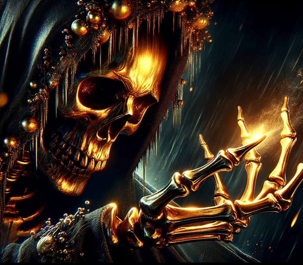 Golden Skeleton in Dark Fantasy Robes