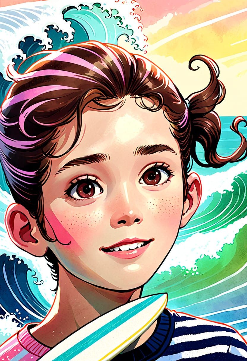 Vibrant Dreamscapes of Youthful Freedom in Whimsical Waterco...