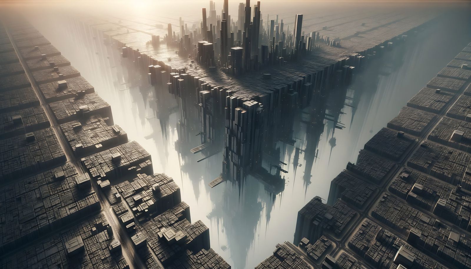 Levitating Metropolis Suspended Over the Void