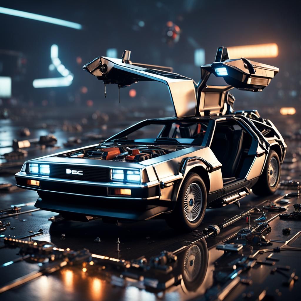 DeLorean in Gothic Sci-Fi Style