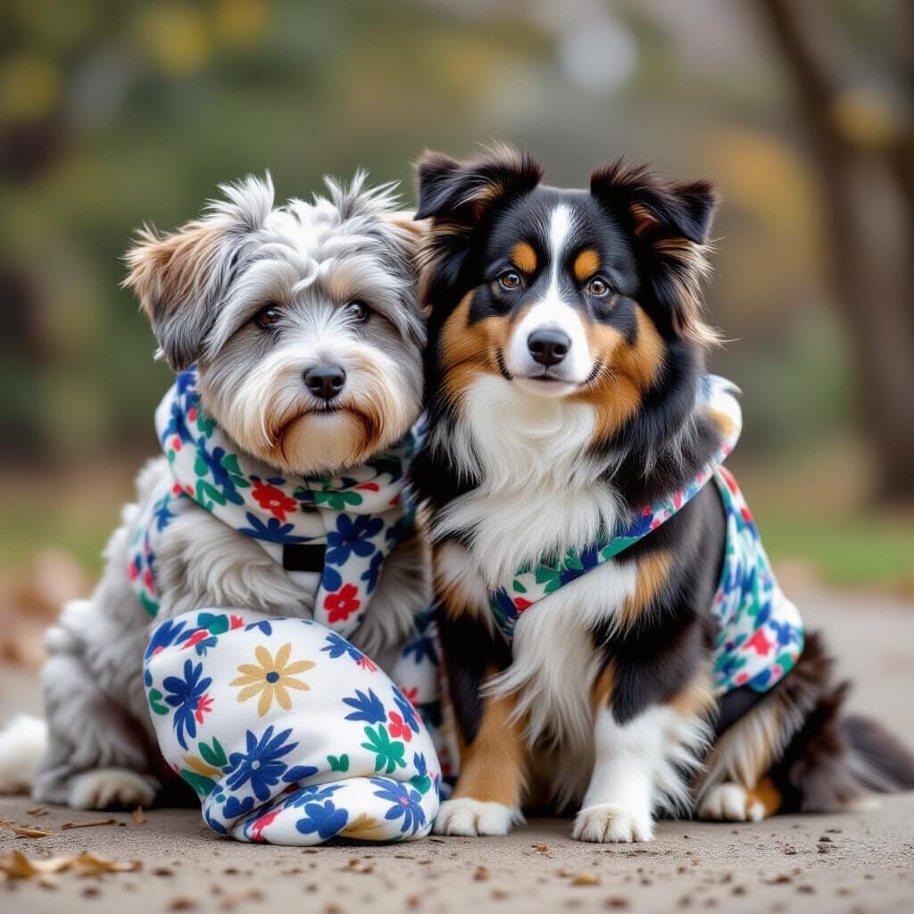 Cats in Helmets Reflected in Puddles