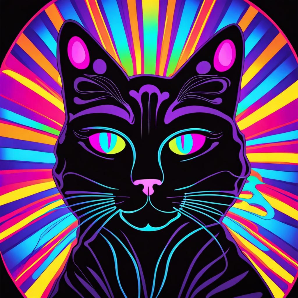 Funky Groovy Cat in Black Light