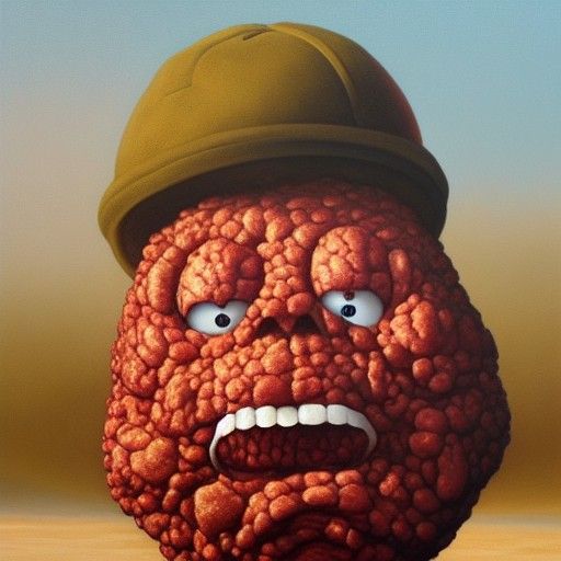 Hyperrealistic Meatwad with Human Eyes as Oil Painting